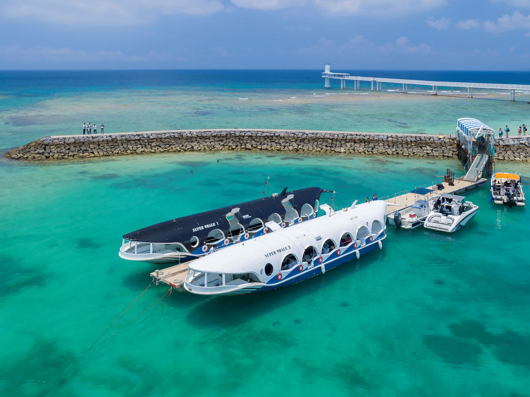 boats at a pier at busena marine park